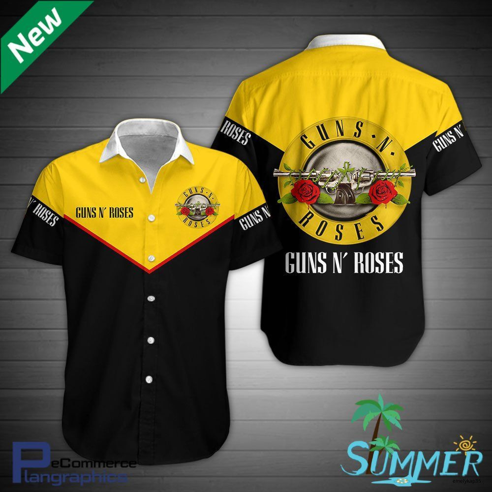 Guns N Roses Rock Band Hawaiian Shirt Tropical Aloha Button Up