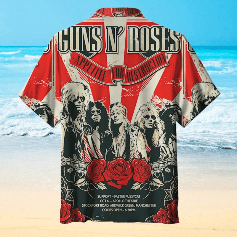 Guns N' Roses Vintage Hawaiian Shirt Tropical Aloha Button Up