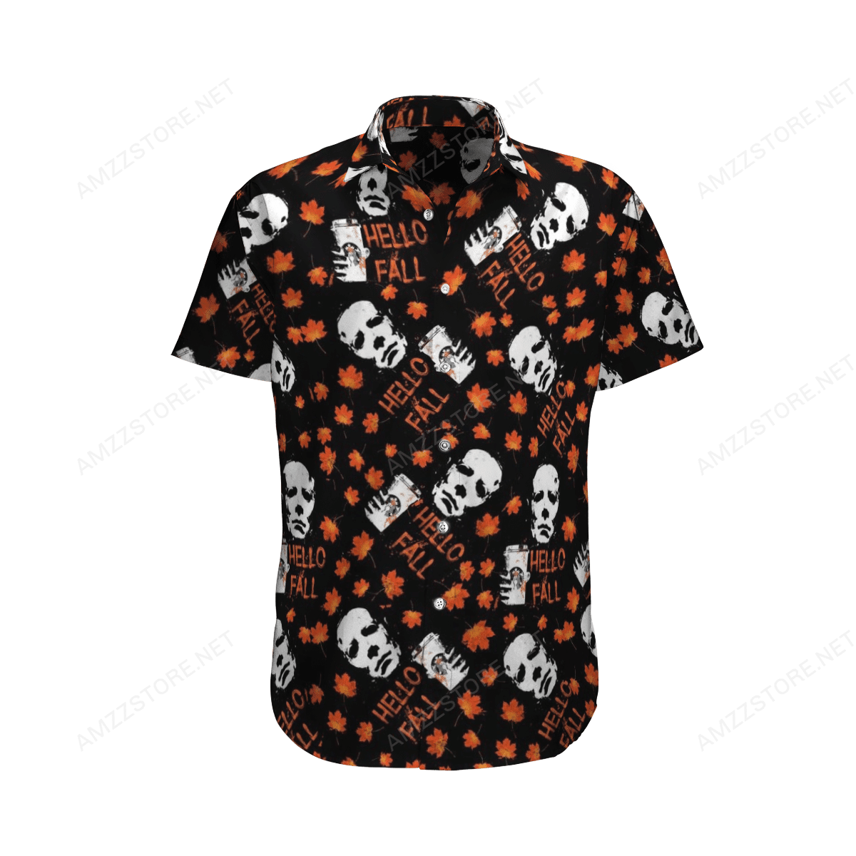Halloween Michael Myers Hello Fall Hawaiian Shirt Tropical Aloha Button Up