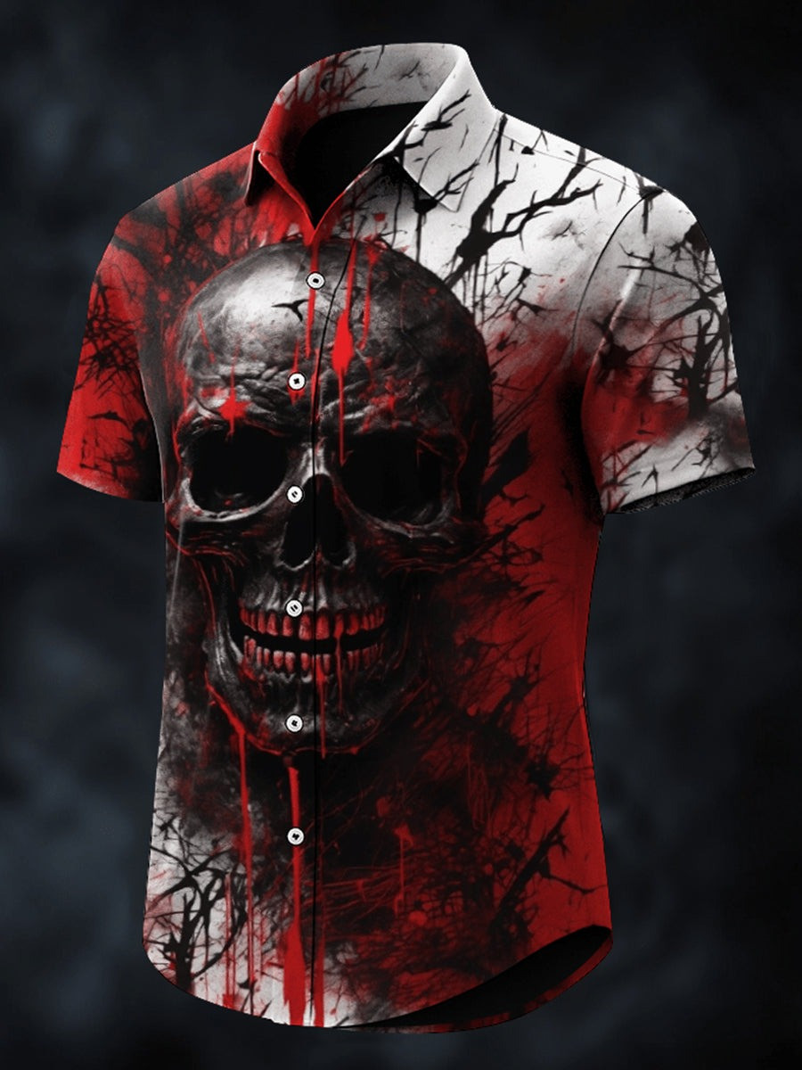 Halloween Skull Hawaiian Shirt Vintage T-Shirt Best Gifts For Boyfriend