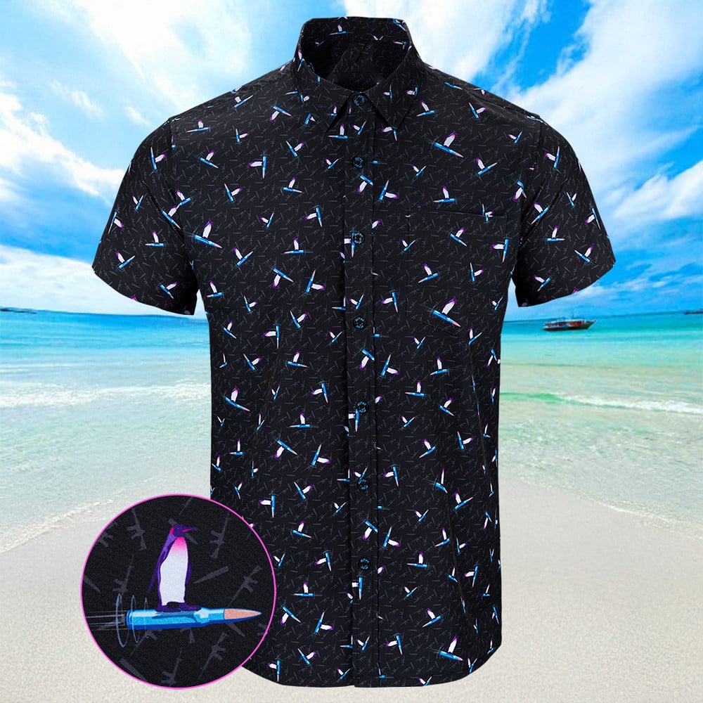 Hanguin Black Hawaiian Shirt Summer Short Sleeve Button Down Gifts For Brother
