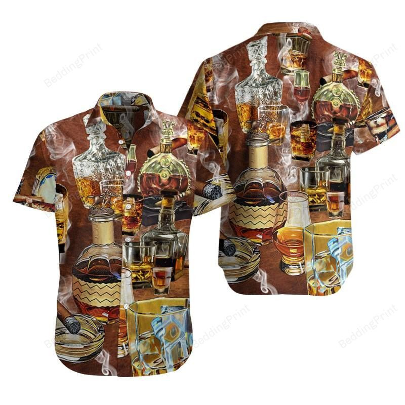 Happiness Is Whisky Unisex Hawaiian Shirt Tropical Aloha Button Up