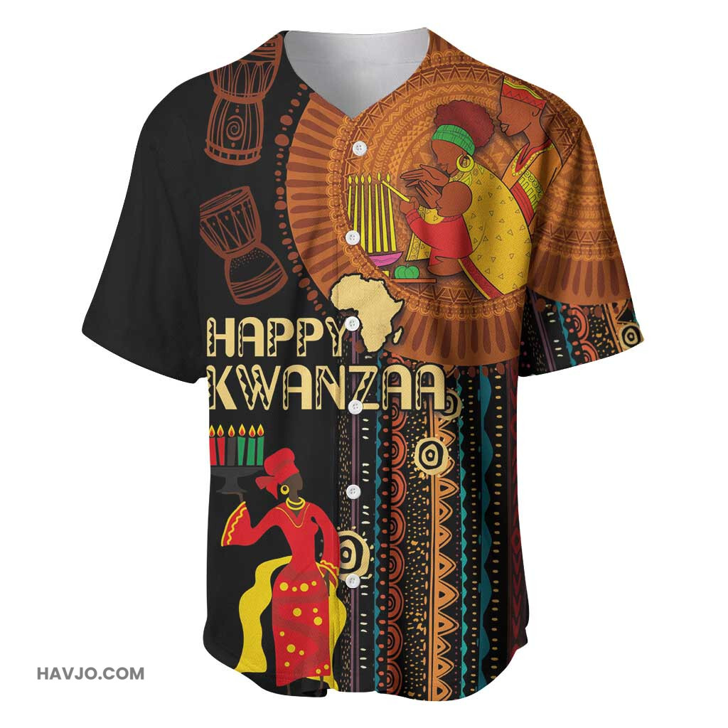 Happy Kwanzaa African Tribal Pattern Baseball Jersey