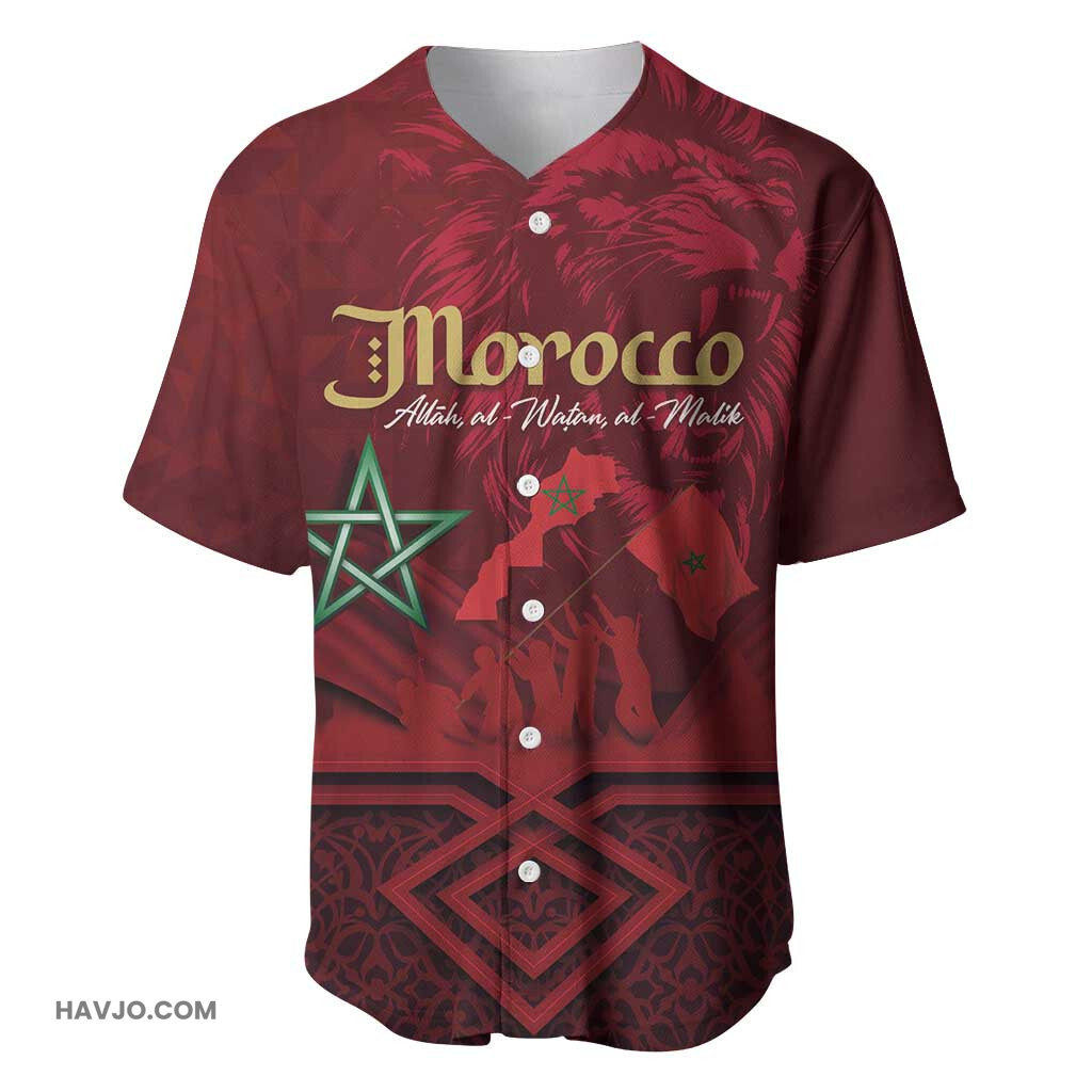 Happy Proclamation of Independence of Morocco Barbary Lion's Roar Fight for Free and Peace Baseball Jersey