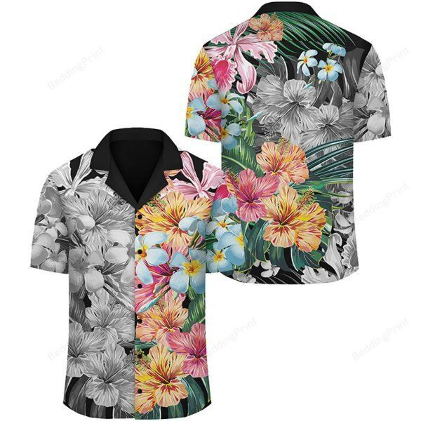 Hawaii Forest Tropical Flower Hawaiian Shirt Tropical Aloha Button Up