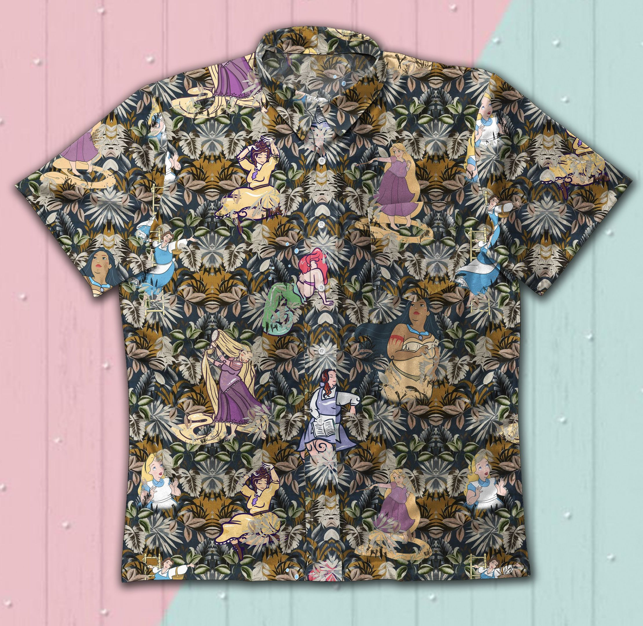 Hawaii Shirt Disney Vintage Cotton Hawaiian Shirt Tropical Aloha Button Up