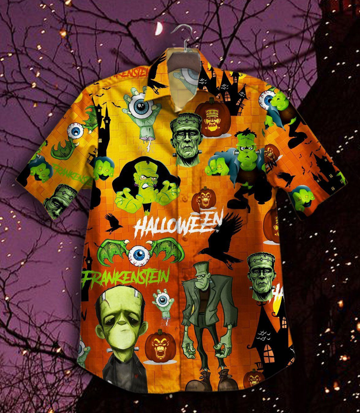 Hawaii Shirt Hot Frankenstein Vintage Hawaiian Shirt Tropical Aloha Button Up