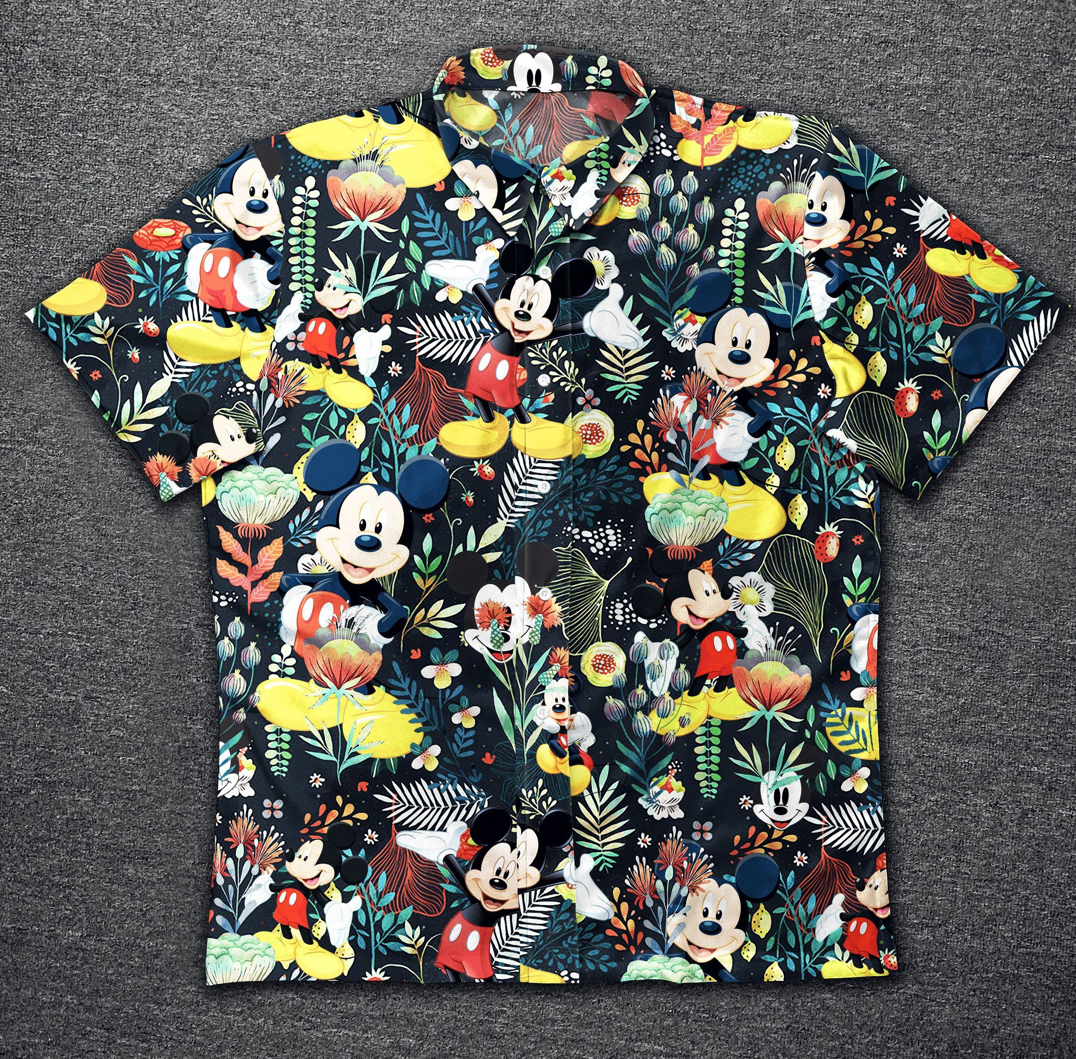 Hawaii Shirt Mickey Vintage Cotton Hawaiian Shirt Tropical Aloha Button Up