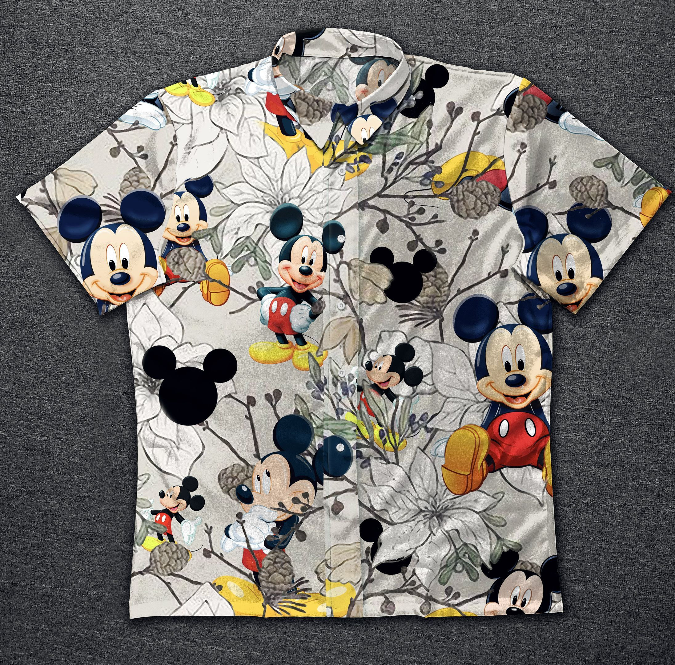 Hawaii Shirt Mickey Vintage Cotton Hawaiian Shirt Tropical Aloha Button Up