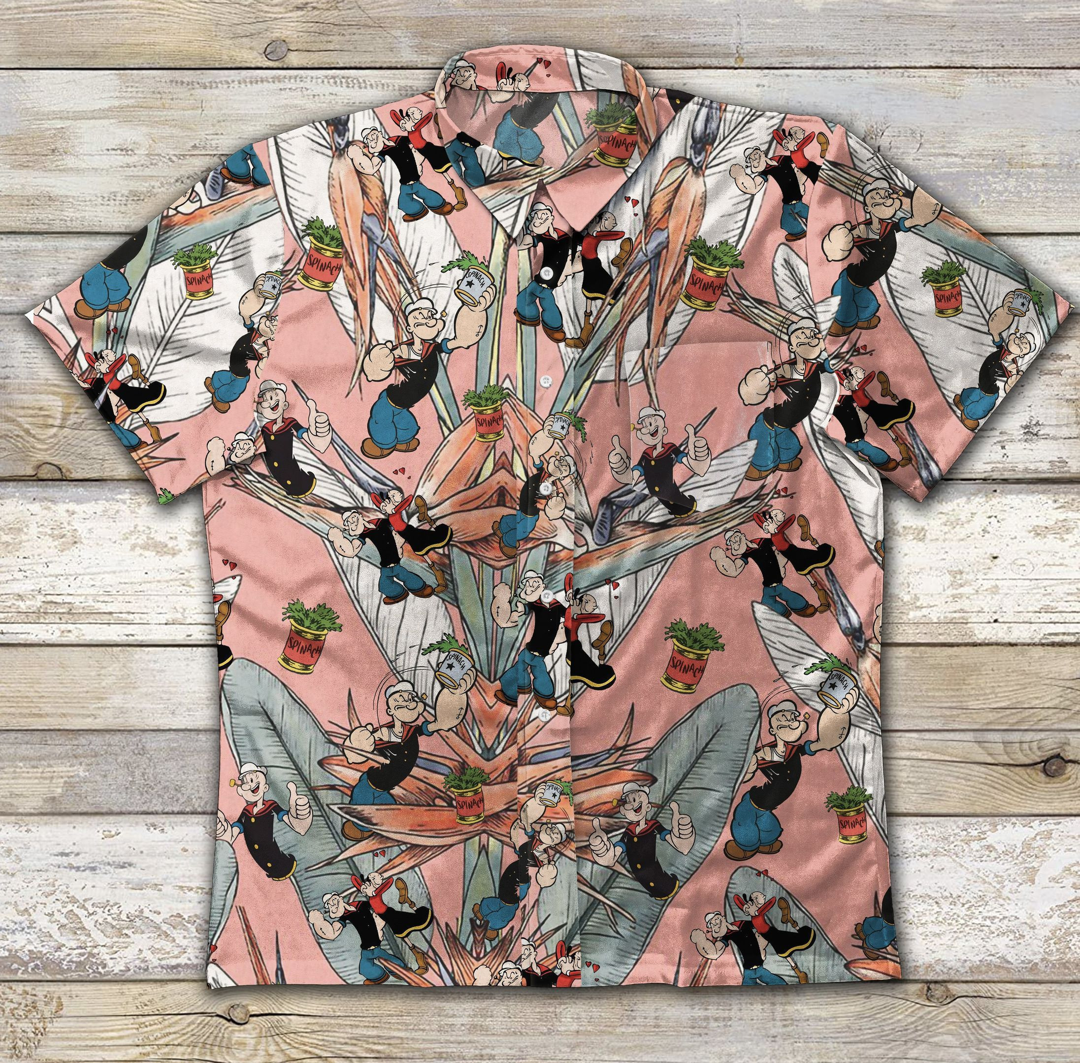 Hawaii Shirt Popeye Ad Vintage Hawaiian Shirt Tropical Aloha Button Up