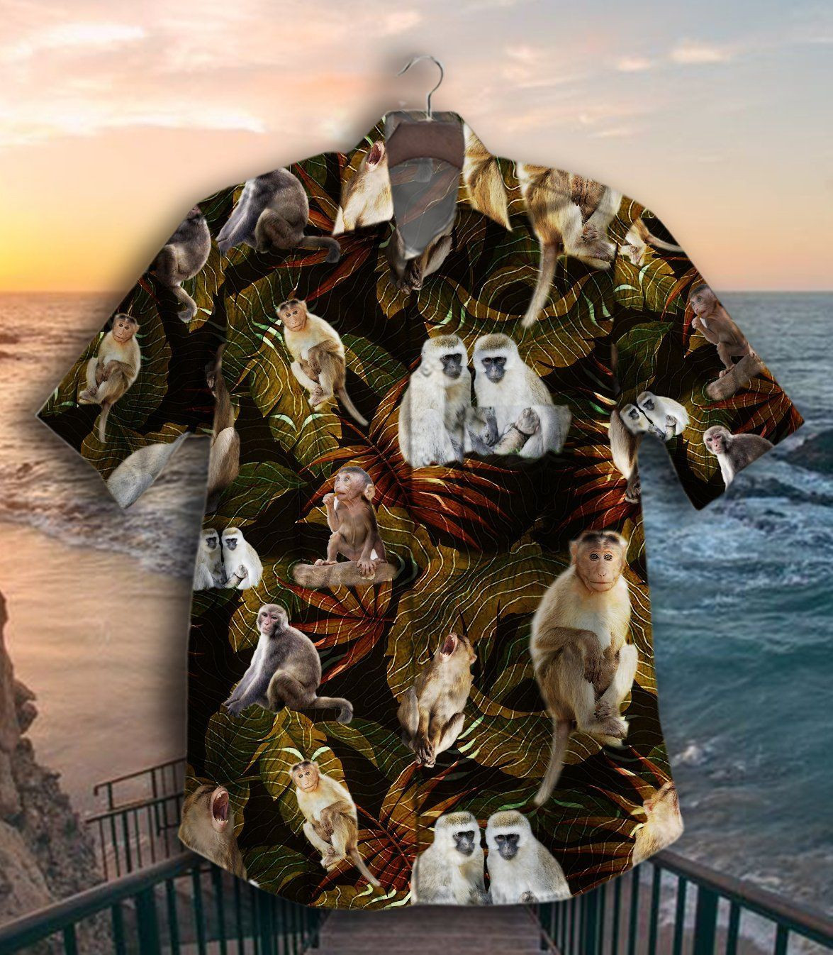 Hawaii Shirt Safari Monkey Gt Hawaiian Shirt Tropical Aloha Button Up