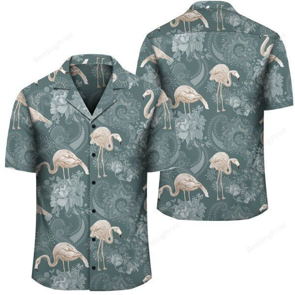 Hawaii Tropical Flamingos And Tropical Plants Hawaiian Shirt Tropical Aloha Button Up