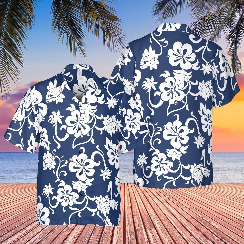 Hawkeye Pierce MASH Hawaiian Shirt  Hibiscus White Flowers Aloha Shirt Gifts For Fans