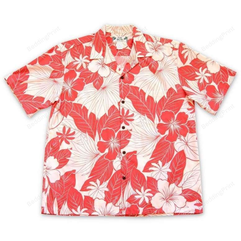 Heaven Coral Hawaiian Shirt Tropical Aloha Button Up