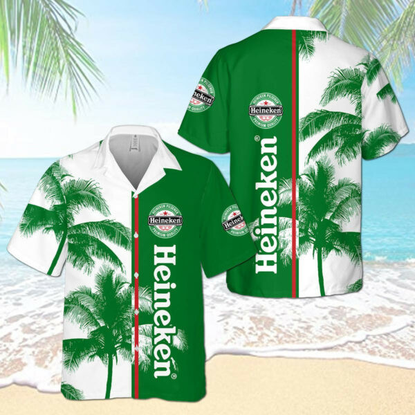 Heineken Hawaiian Shirt Tropical Aloha Button Up