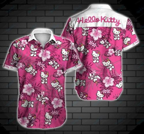 Hello Kitty Hawaiian Shirt Tropical Aloha Button Up