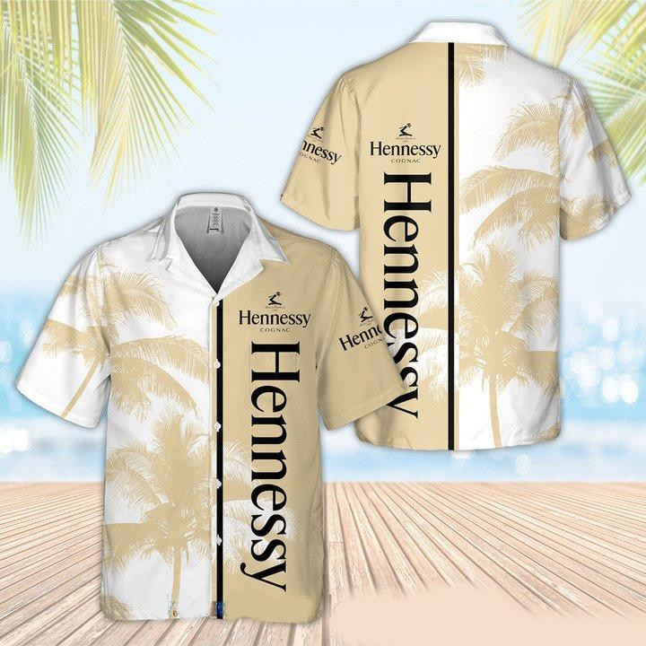 Hennessy Cognac Palm Tree Hawaiian Shirt Tropical Aloha Button Up