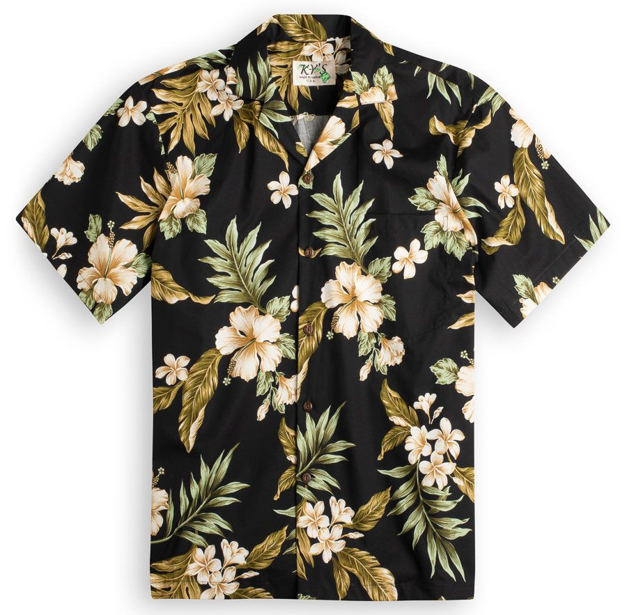 Hibiscus Garden Black Hawaiian Shirt Tropical Aloha Button Up