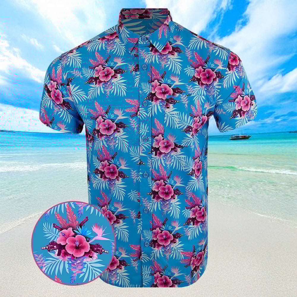Hibiscus Miami Hawaiian Shirt Summer Button Shirts Gifts For Brother
