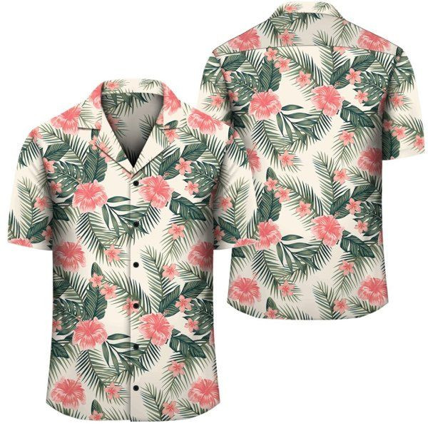Hibiscus Plumeria Tropical Red Hawaiian Shirt Tropical Aloha Button Up