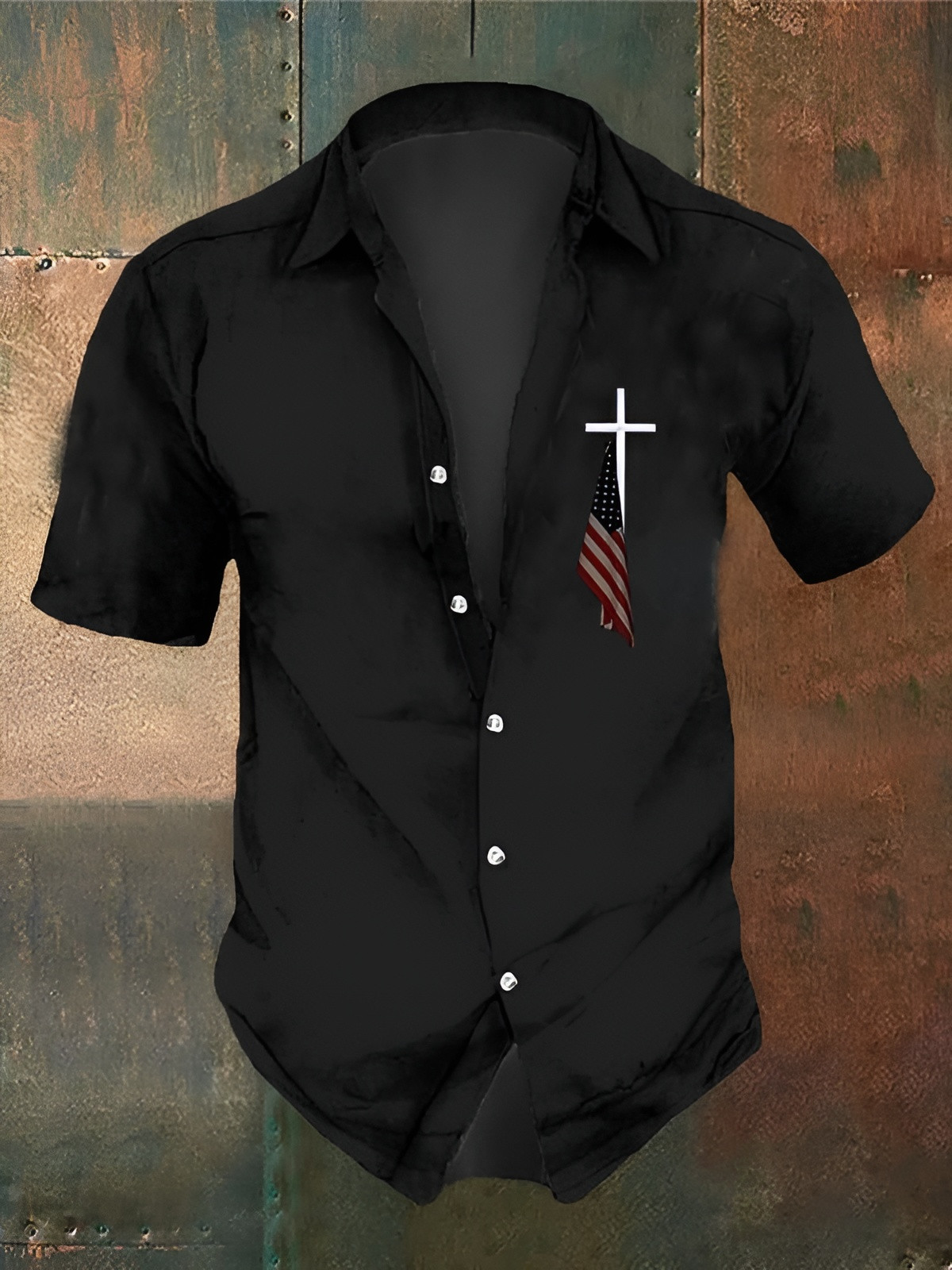 Holy Cross American Flag Hawaiian Shirt Faith Based Apparel Jesus Gifts For Christmas