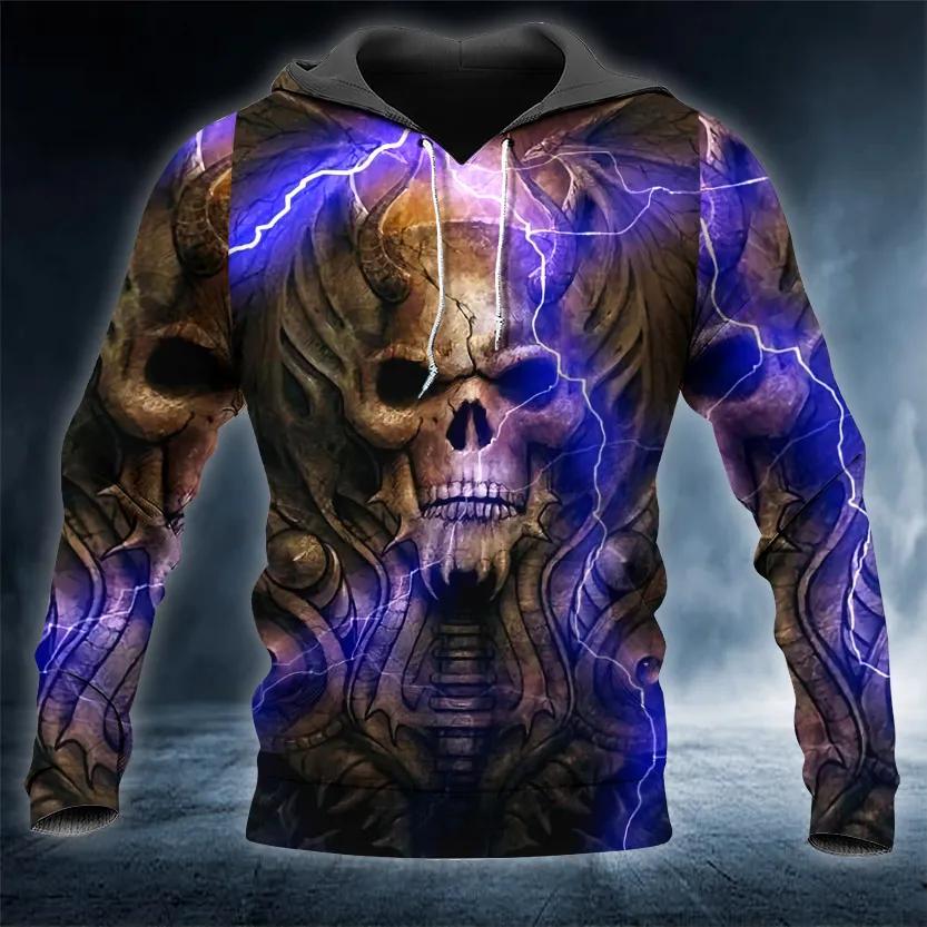Horned King Skull 3D All Over Print Hoodie
