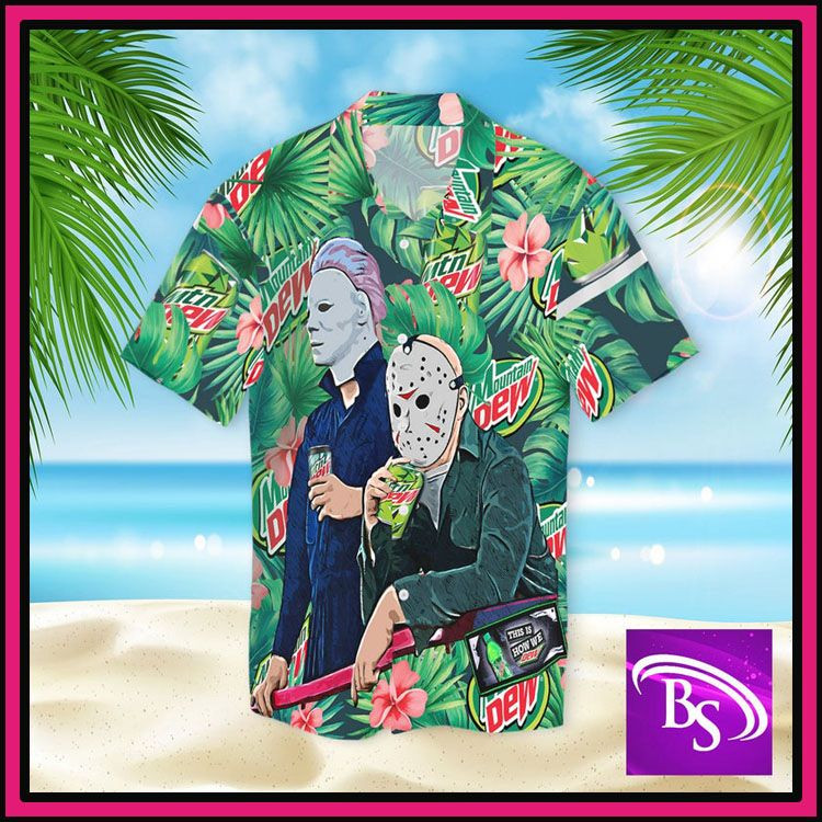 Horror Drink Character Hawaiian Shirt Tropical Aloha Button Up