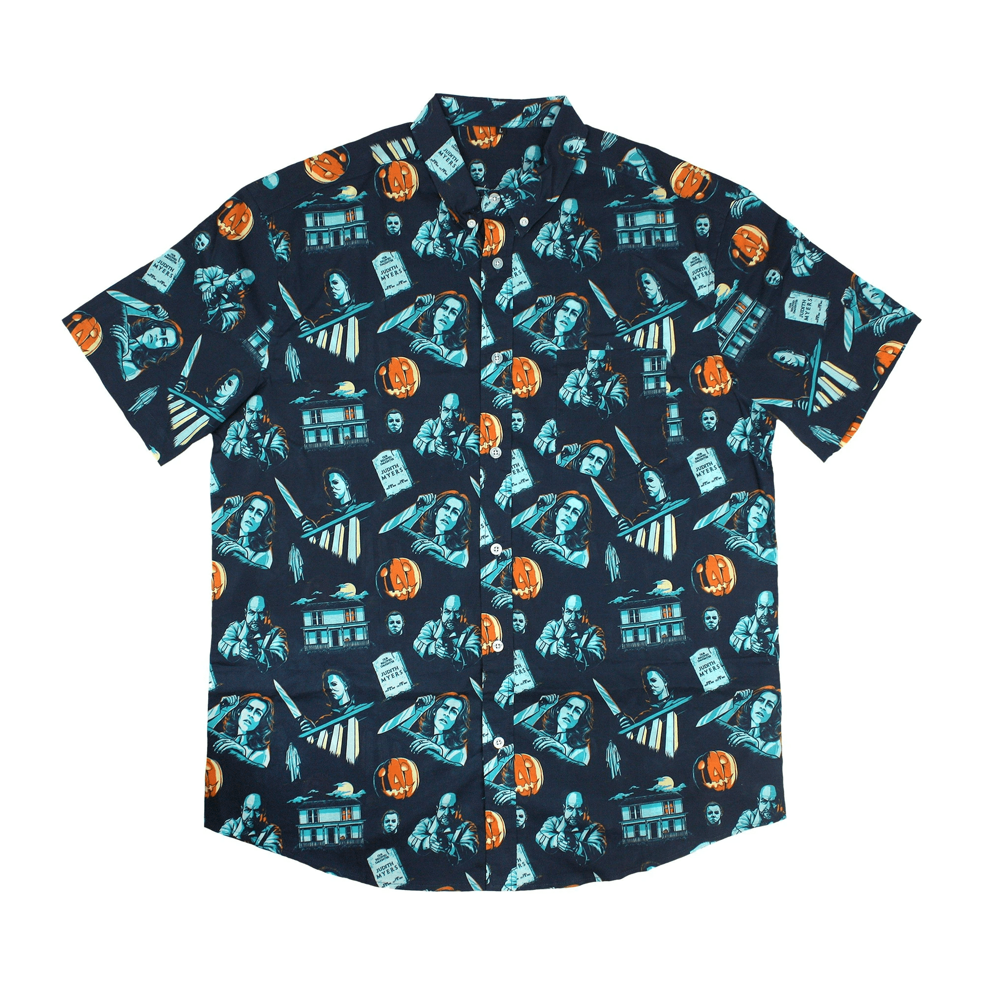 Horror Movie Halloween Hawaiian Shirt Tropical Aloha Button Up