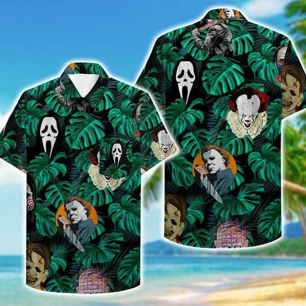 Horror Movies Characters Tropical Hawaiian Shirt Tropical Aloha Button Up