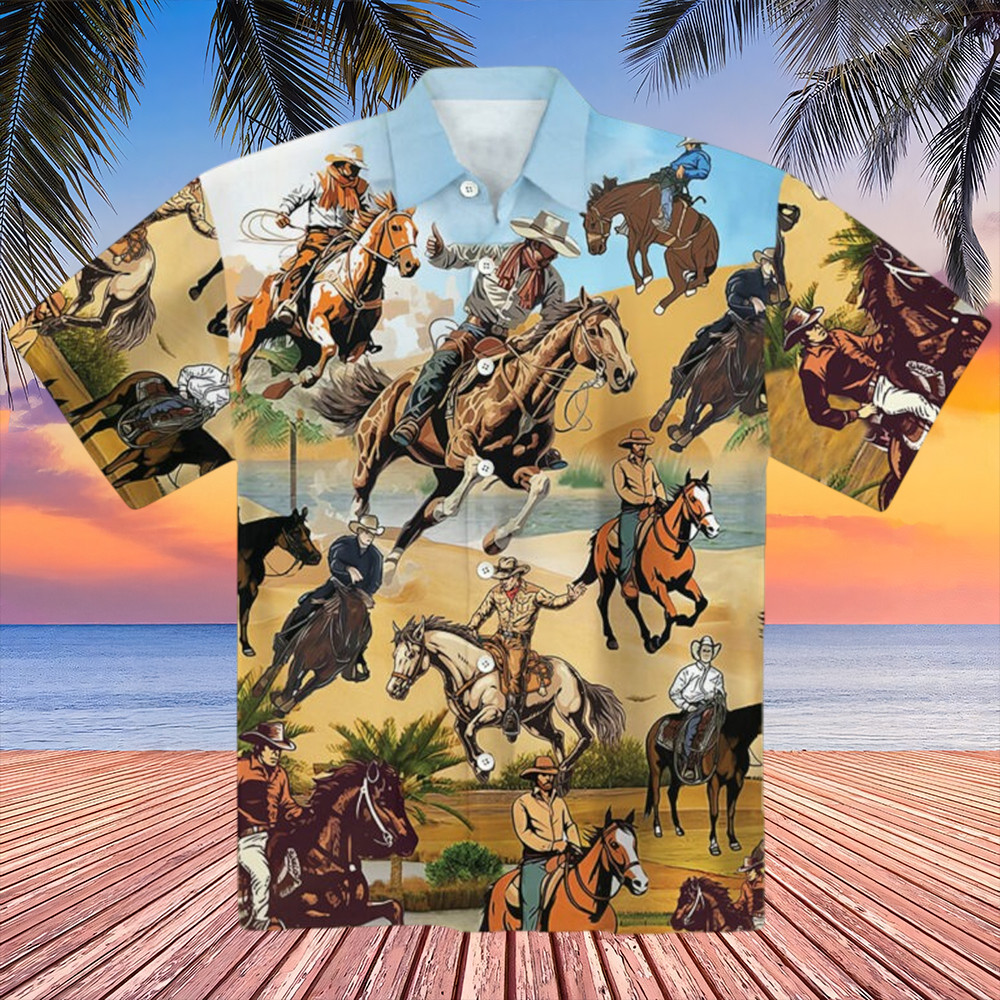 Horse Cowboy Hawaiian Shirt Western Aloha Shirt Cowboy Related Gifts