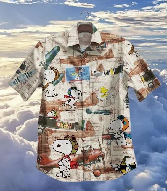 Hot Plane And Snoopy Vintage Hawaiian Shirt Tropical Aloha Button Up