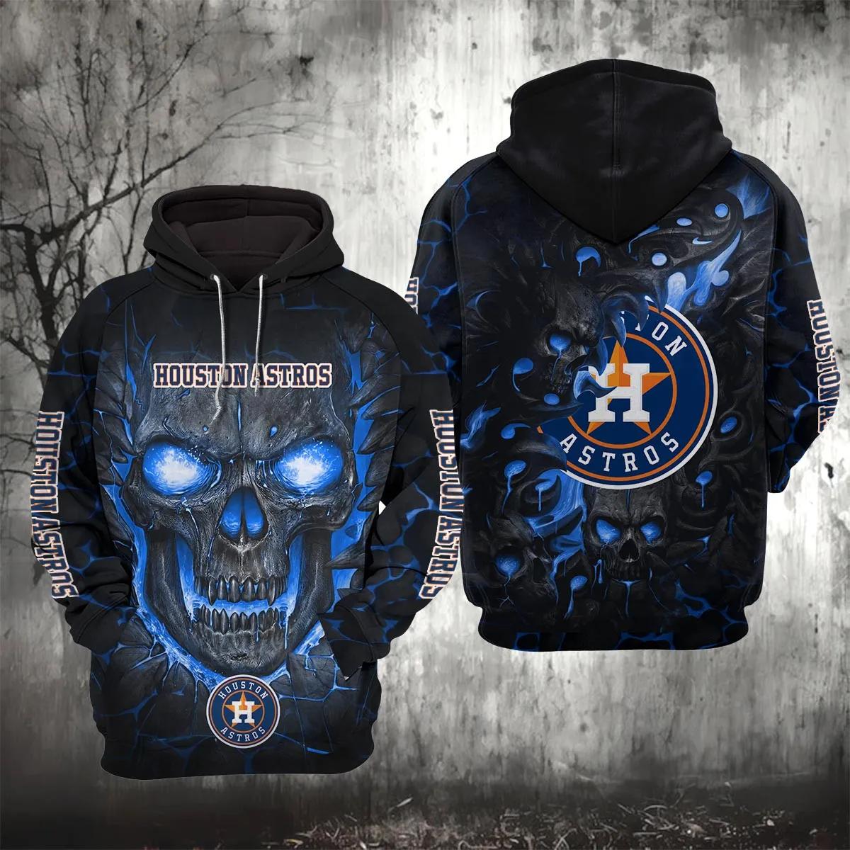 Houston Astros Lava Skull 3D MLB All Over Print Hoodie