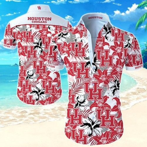 Houston Cougars Hawaiian Shirt Tropical Aloha Button Up