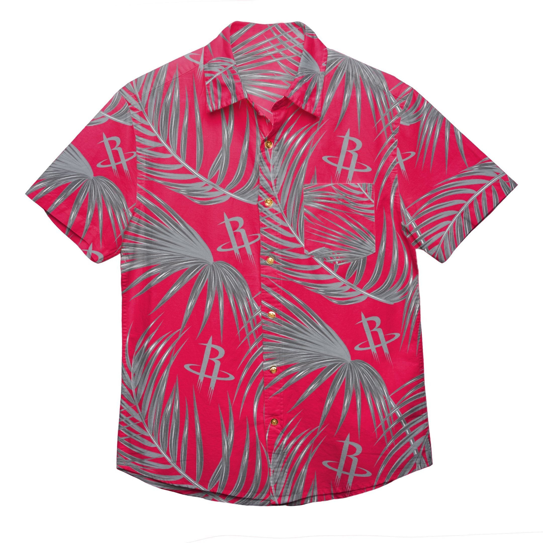 Houston Rockets Nba Mens Hawaiian Shirt Tropical Aloha Button Up