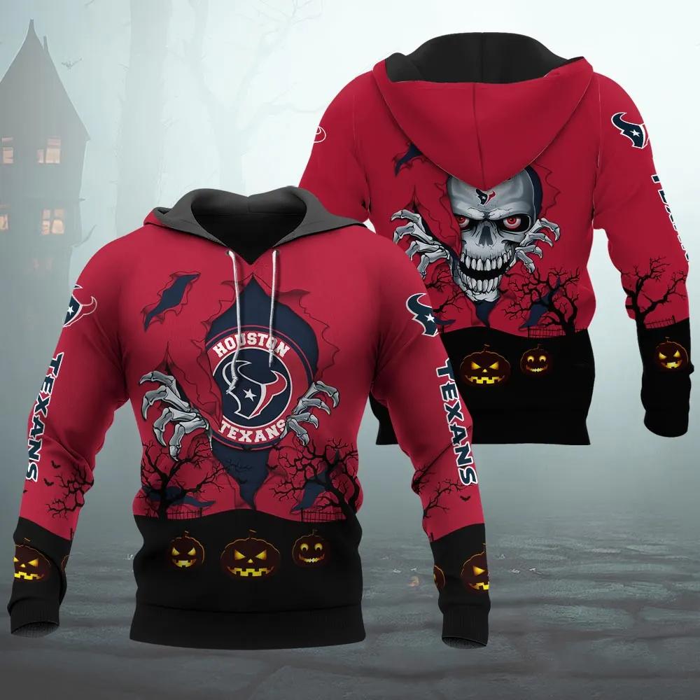Houston Texans Halloween 3D NFL All Over Print Hoodie