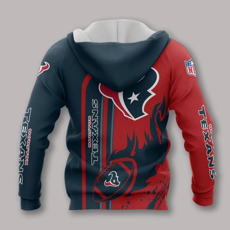 Alternative view of Houston Texans Logo NFL 3D All Over Print Hoodie