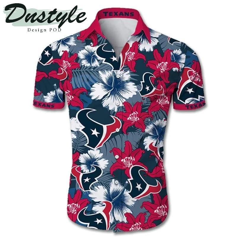 Houston Texans Logo Tropical Hawaiian Shirt Tropical Aloha Button Up