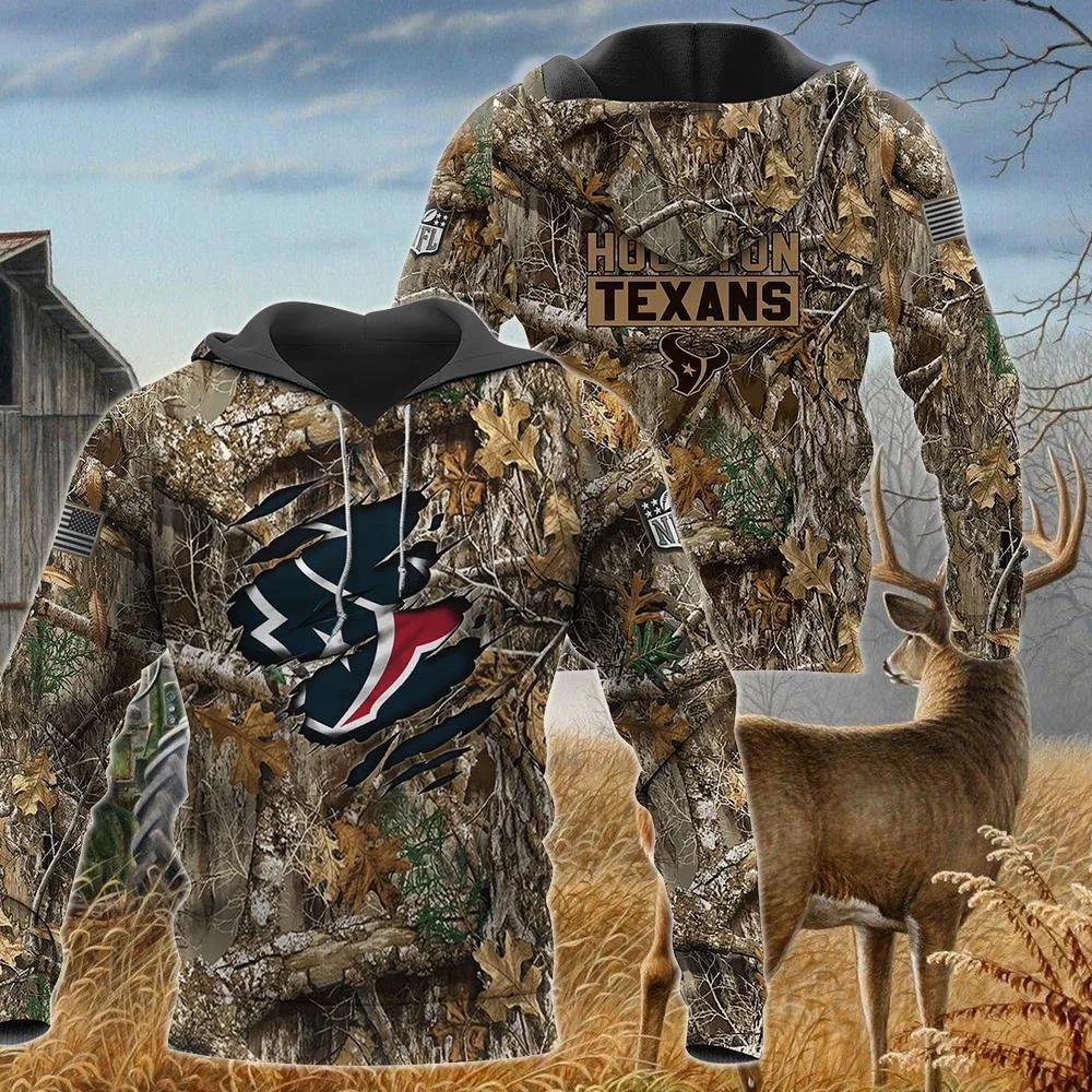 Houston Texans Realtree Hunting Camo NFL 3D All Over Print Hoodie