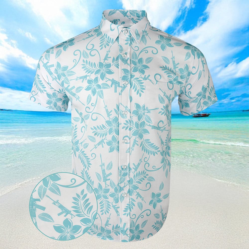 Hula White Mint Hawaiian Shirt Button Up Summer Shirts Men Gifts For Boyfriend