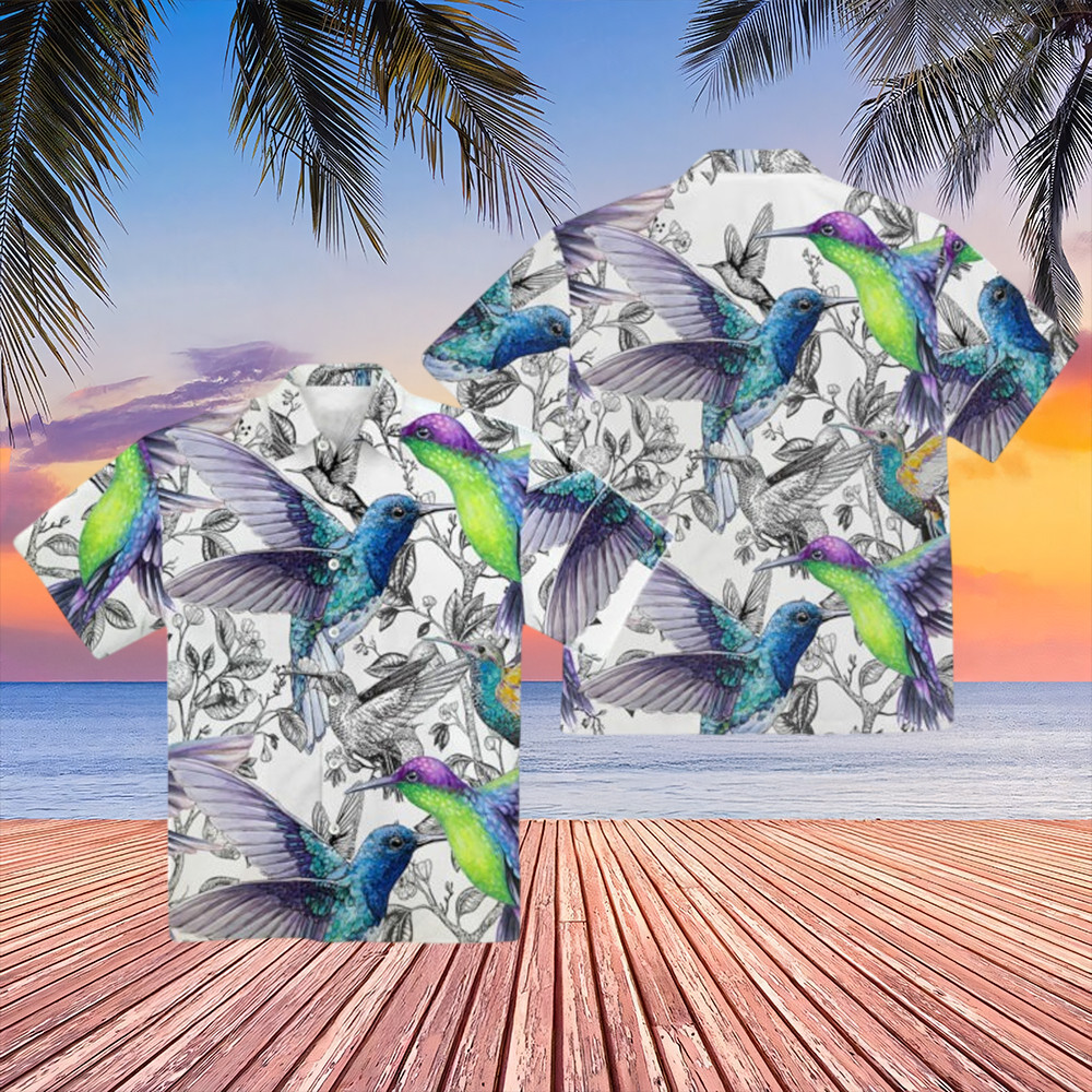 Hummingbirds Hawaiian Shirt Tropical Button Up Shirt For Hummingbirds Lovers