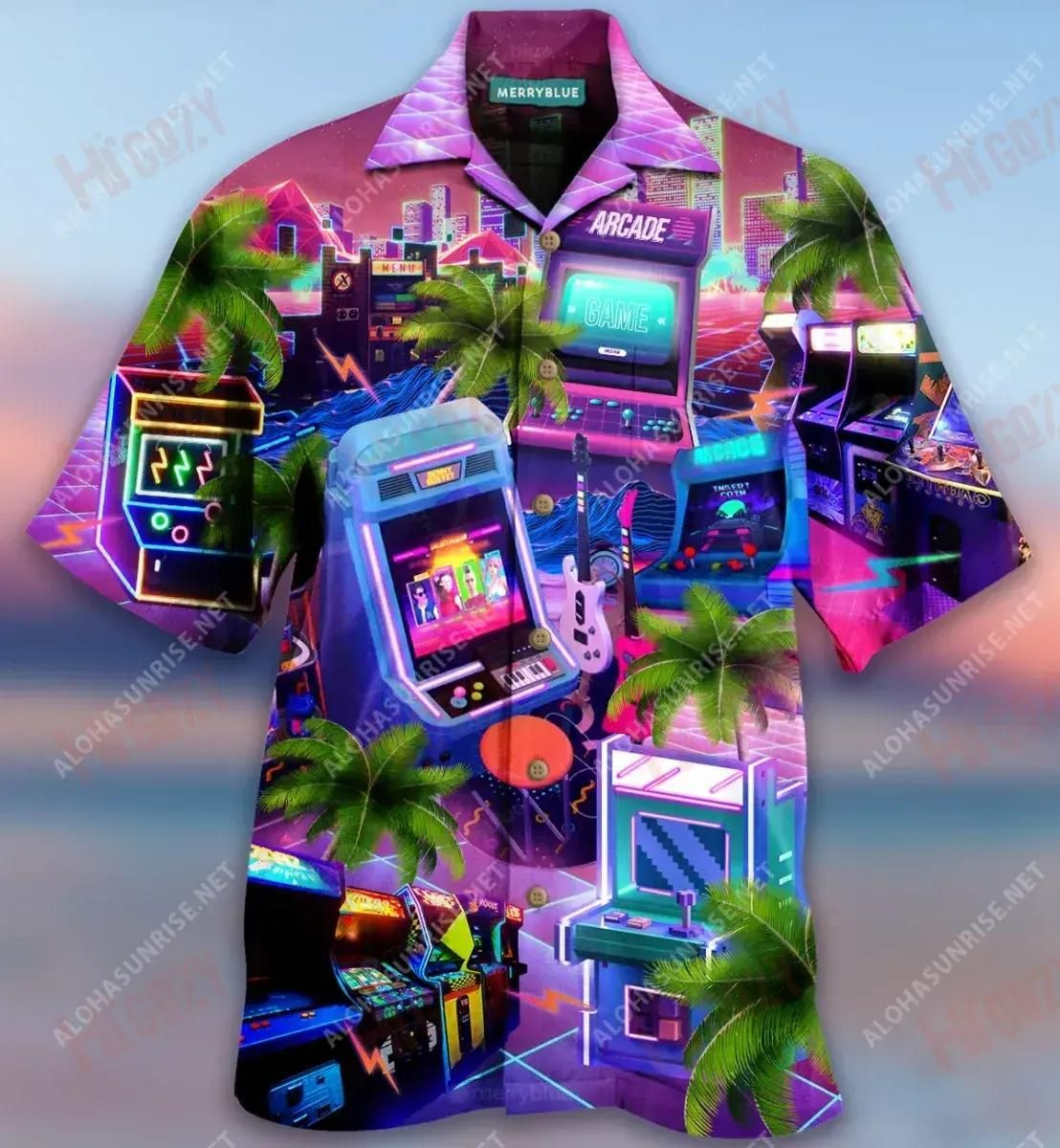 I Love Arcade Game Best Unisex Hawaiian Shirt Tropical Aloha Button Up