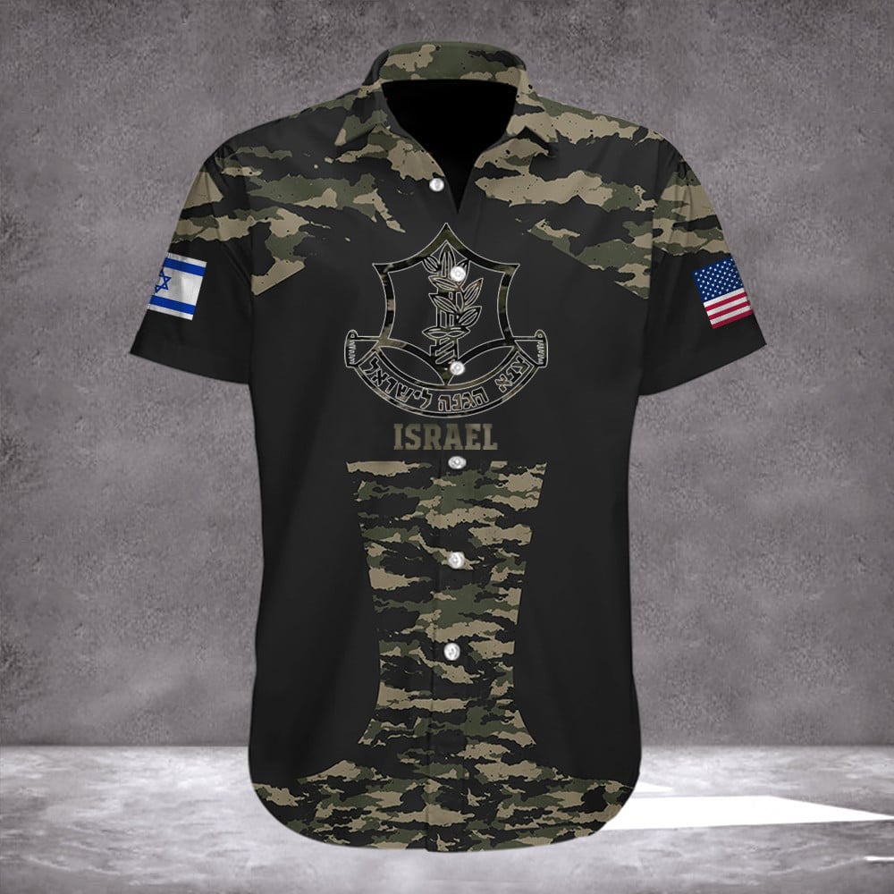 IDF Hawaiian Shirt American Stand With You Israel Shirt Camo Anti Hamas Merchandise
