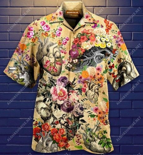 If Hearts Blossom In Spring Unisex Hawaiian Shirt Tropical Aloha Button Up