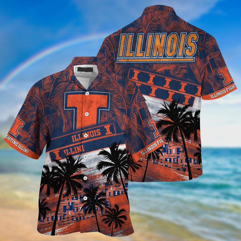 Illinois Fighting Illini Ncaa Trending Summer Hawaiian Shirt Tropical Aloha Button Up