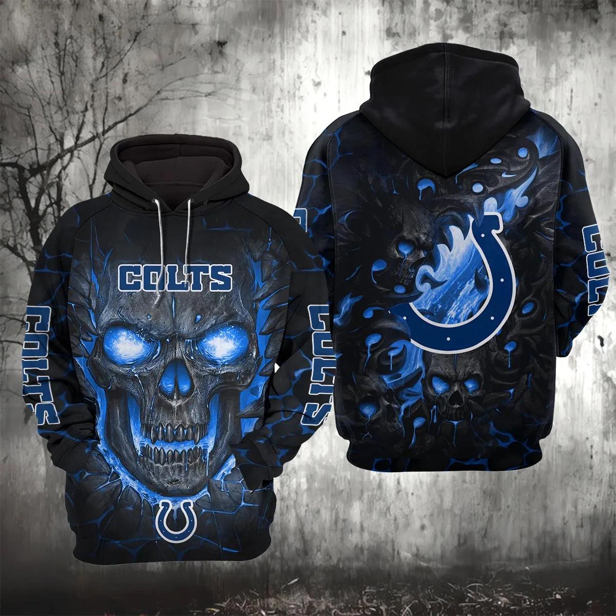Indianapolis Colts Lava Skull NFL 3D All Over Print Hoodie