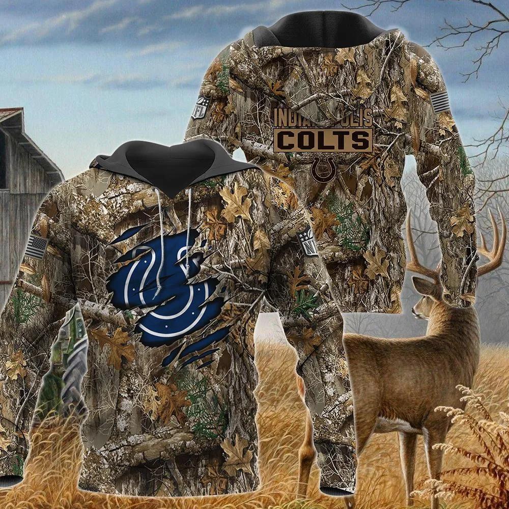 Indianapolis Colts Realtree Hunting Camo NFL 3D All Over Print Hoodie