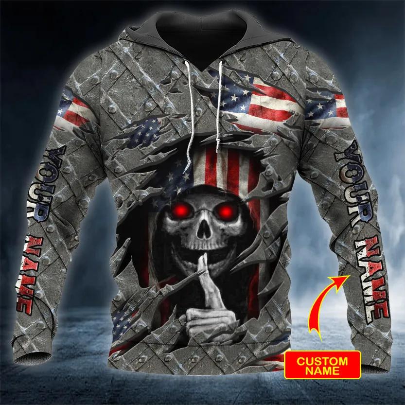 Inside United States Skull Custom 3D All Over Print Hoodie