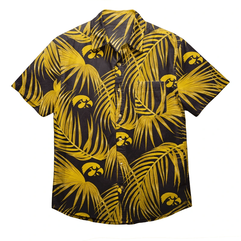 Iowa Hawkeyes Ncaa Mens Hawaiian Shirt Tropical Aloha Button Up
