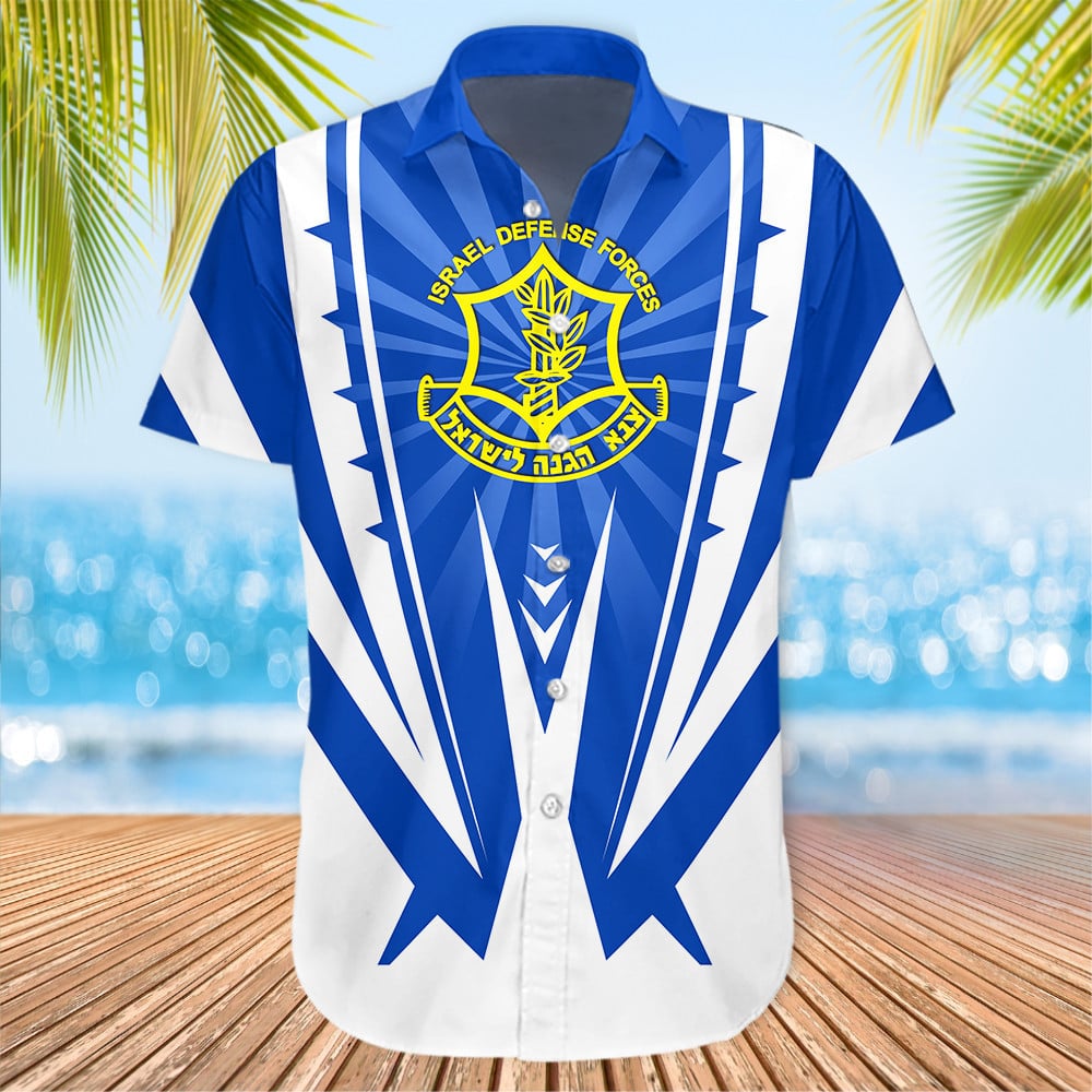 Israel Defense Forces IDF Hawaiian Shirt Israeli Army Shirt Support I Stand With Israel Merch
