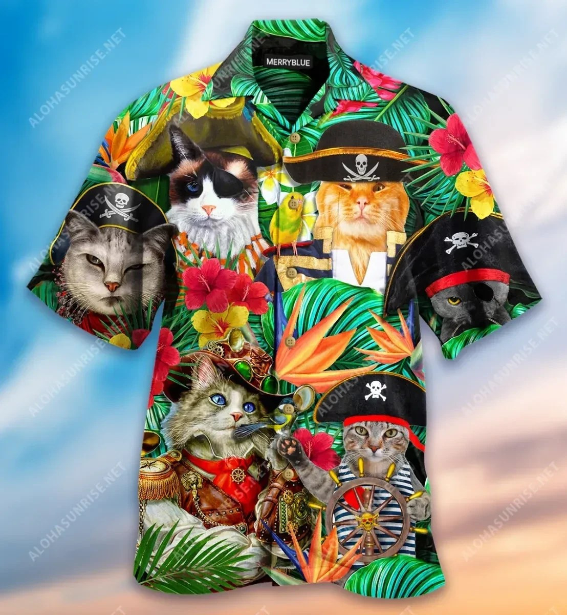 Its Pirate Life For Me Cats Unisex Hawaiian Shirt Tropical Aloha Button Up